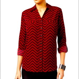 NY Collection’s Chevron Button Down Shirt